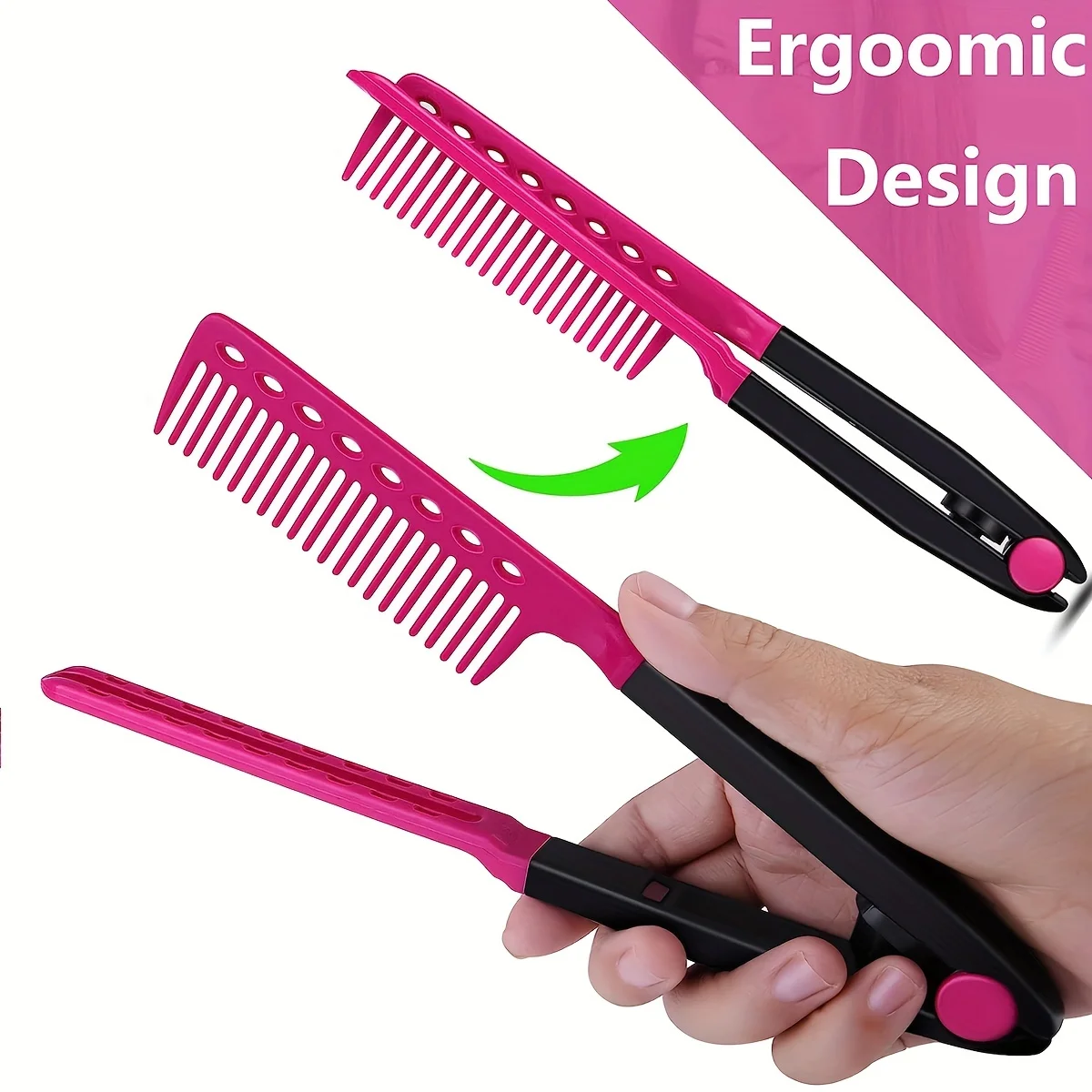 1pcs/2pcs V Shaped Straight Hair Comb Plastic Detangle Hair Styling Comb Folding DIY Hair Straightener Salon hair styling tools