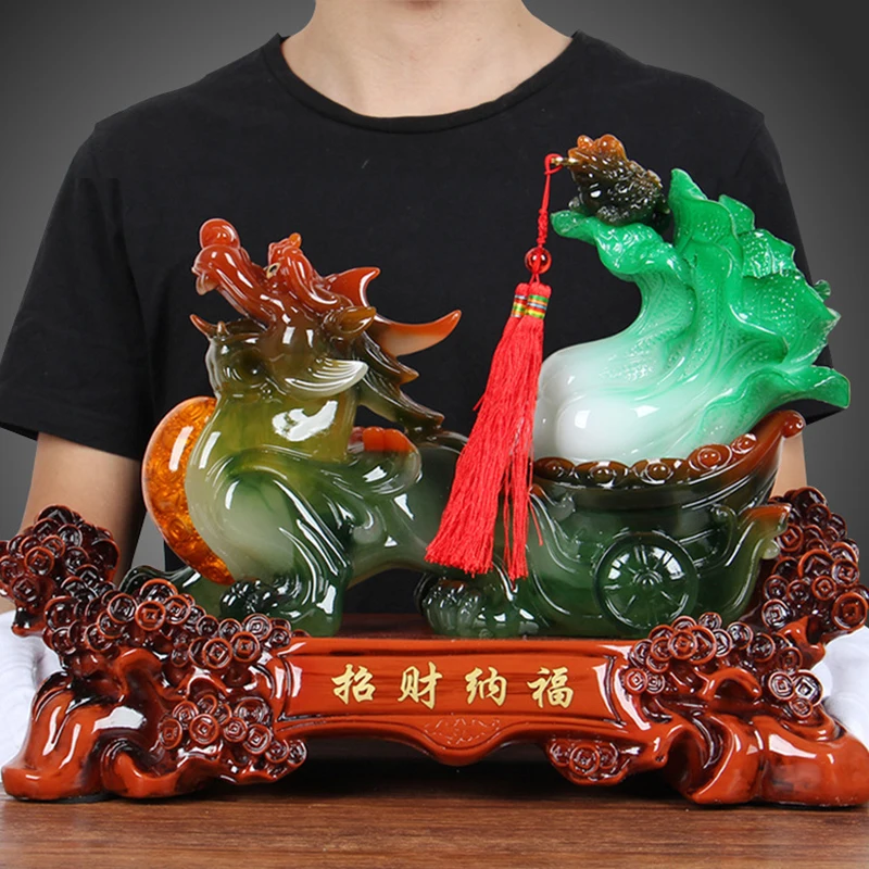 Chinese Lucky Pixiu Ornaments Golden Chan Hotel Business Gifts Jade Cabbage Opening Gift Handicraft Home Decoration