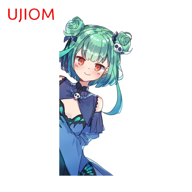UJIOM Hololive Rishia Green Hair Cute Wall Sticker Peeking Rose-shaped Bun Hairstyle Decal Suitable For Living Home