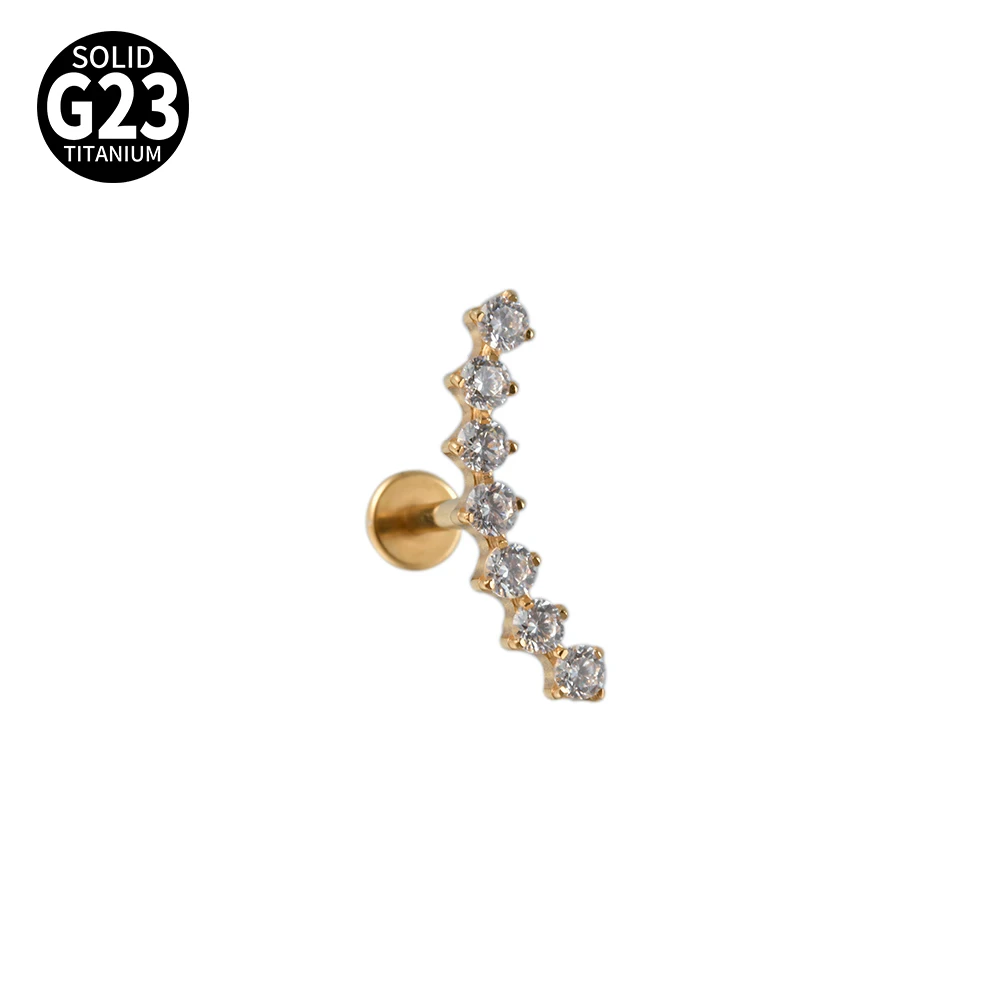 G23 Solid Titanium CZ Flower Moon Cartilage Earring