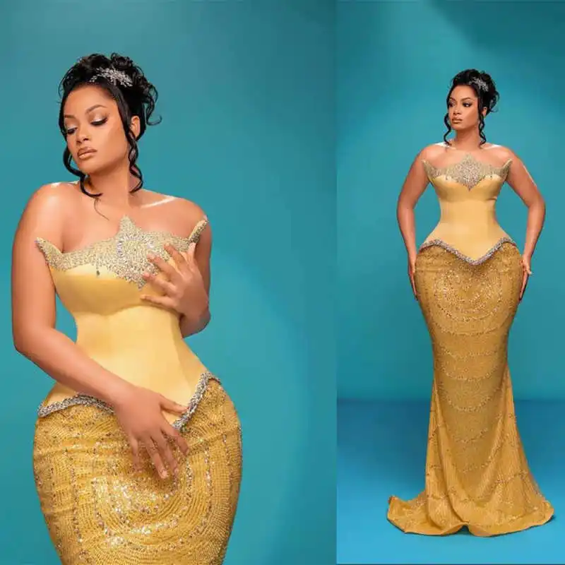

Luxury Evening Dresses Long Sleeve Square Neck Mermaid Prom Gowns Beadeds Front Slit Customized Women Engagement Dresses