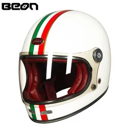 BEON B510 Full Face Helmet Motocross Vintage Fully Covered Motorcycle Scooter Autocycle Retro Ultralight ECE Certification