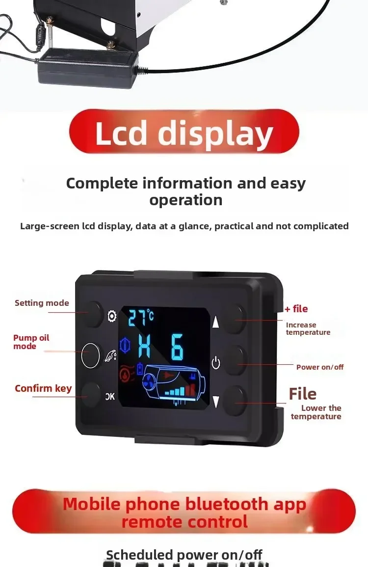 Durable 12V Bluetooth Parking Heater Built-in Battery Heater Outdoor Heater Car Solar Energy