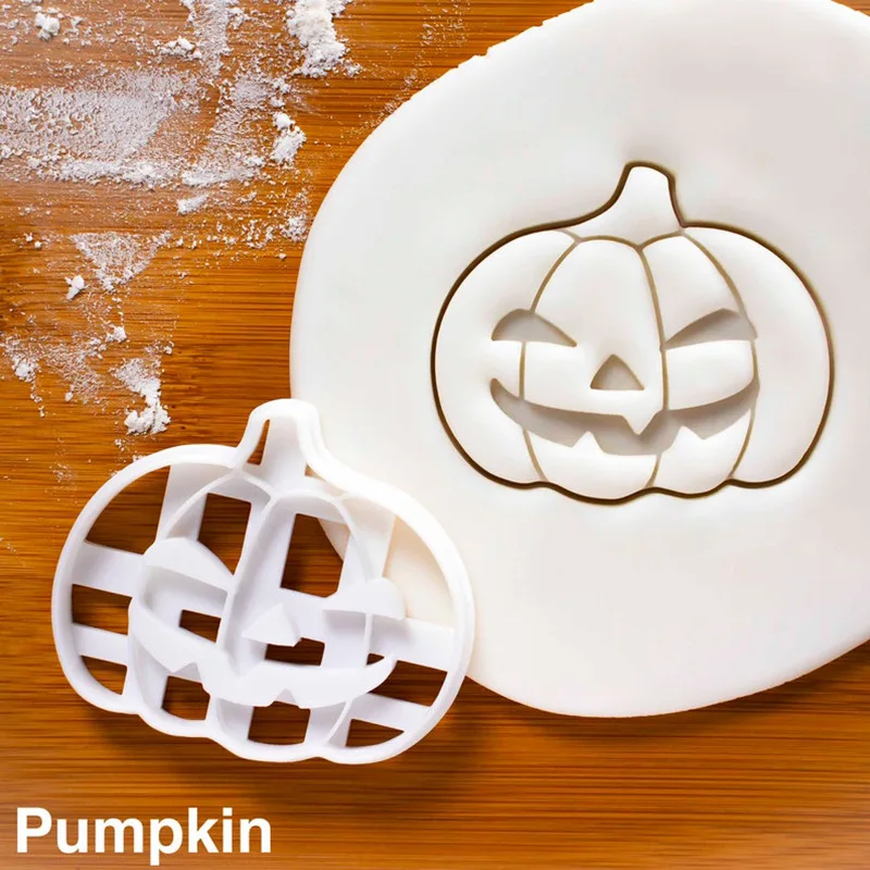 Halloween Pumpkin Cookie Cutters Pumpkin Witch Plastic Cookie Mold Zombie Biscuit Stamp Kid Baking Supplies Halloween Decoration