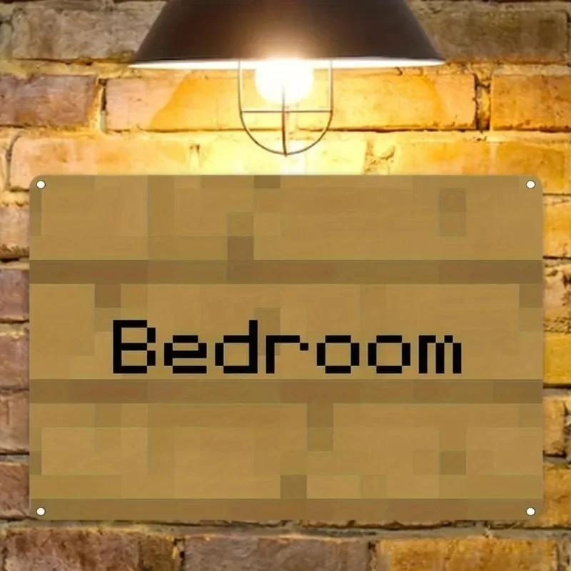 Mini Vintage Pixel Art Wall Sign, Mosaic Wood Texture Design, Easy to Install Bedroom Home Decor