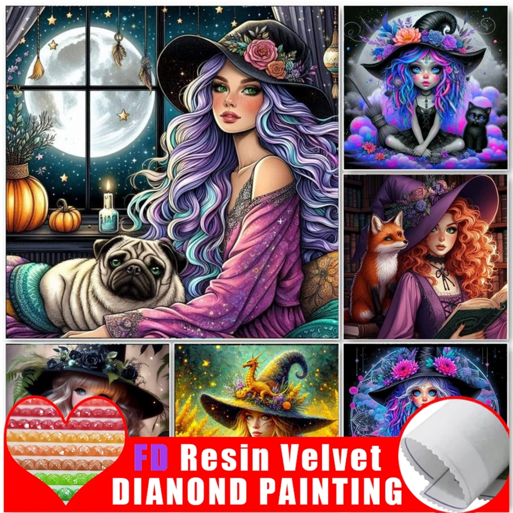 

FD смола 5D DIY мультфильм алмазная живопись комплект мультфильм девушка вышивка крестиком ведьма ручная работа Алмазная мозаика художественный подарок
