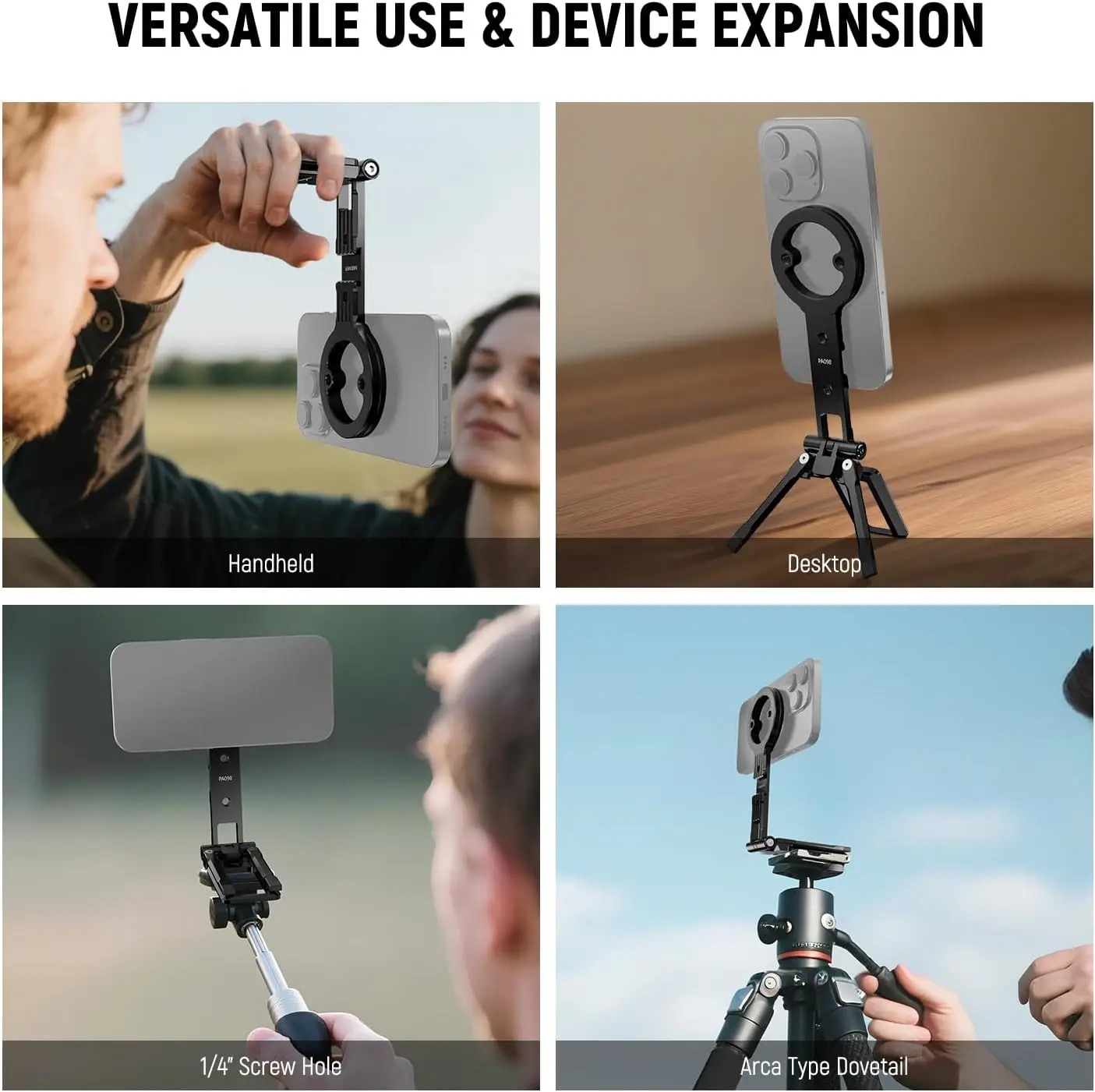 NEEWER Dual Magnetic Phone Tripod Holder Stand, Metal Cell Phone Mount Grip For MagSafe iPhone Samsung Huawei Android