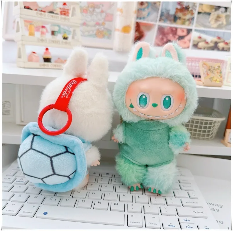

Suitable for 17cm mini labubu DIY kawaii wear plush doll doll clothes cartoon tortoise shell coat accessories(without doll)