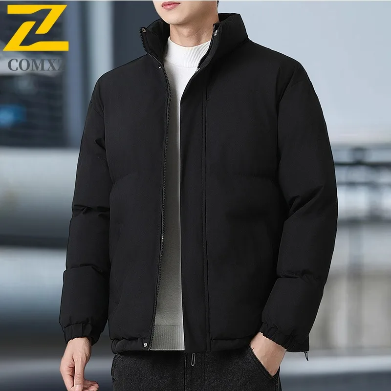 

COMXZ Men Cotton Padded Jacket Elegant Branded Business Solid Color Golf Camping Padding Coat Office Lightweight Winter Jacket