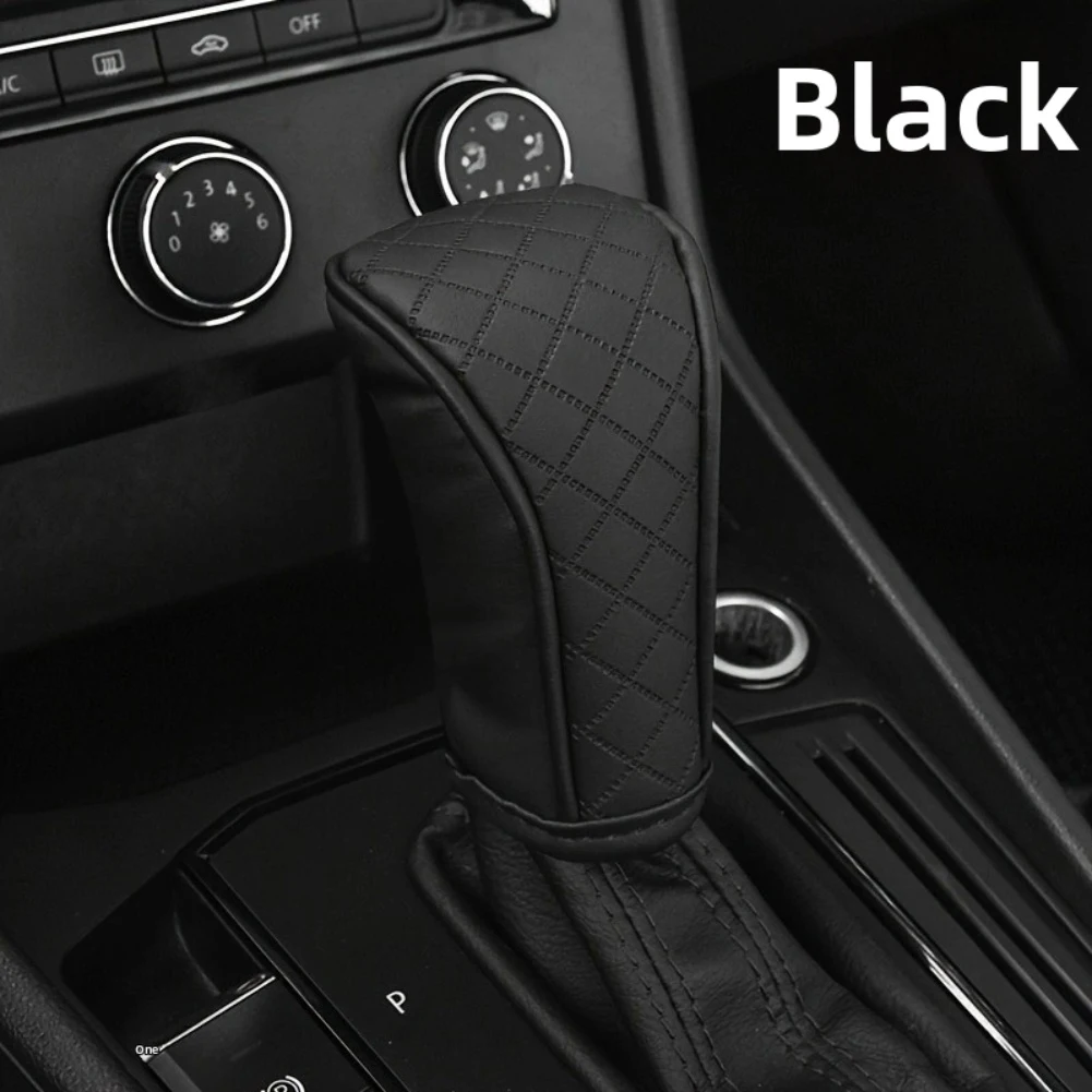 Premium Leather Gear Shift Cover Gear Shift Cover Breathable PU Leather Carbon Fiber Texture Fits Most Vehicles