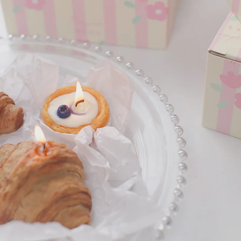 3D Egg Tart Croissant Shape Silicone Candle Molds DIY Scented Gypsum Soap Resin Crafts Mold Handmade Mochi Squishy Toy Mpuld