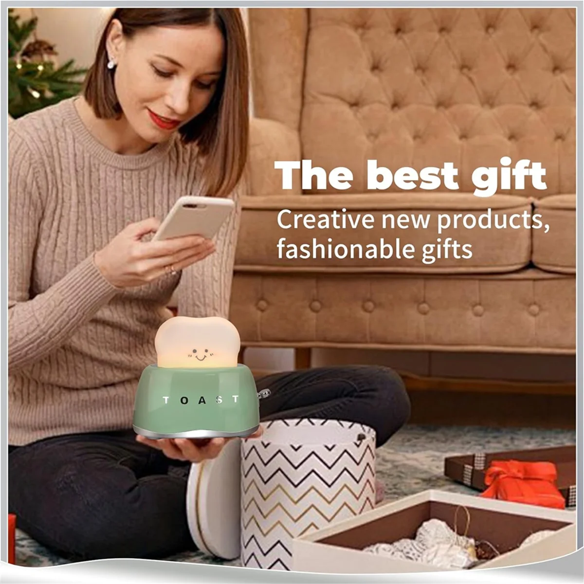 ABLG Ретро Декор Тостер Лампа, Ретро Тостер Форма Настольные Украшения Подарки для Подростков Подростков Твинец Женщины Зеленый