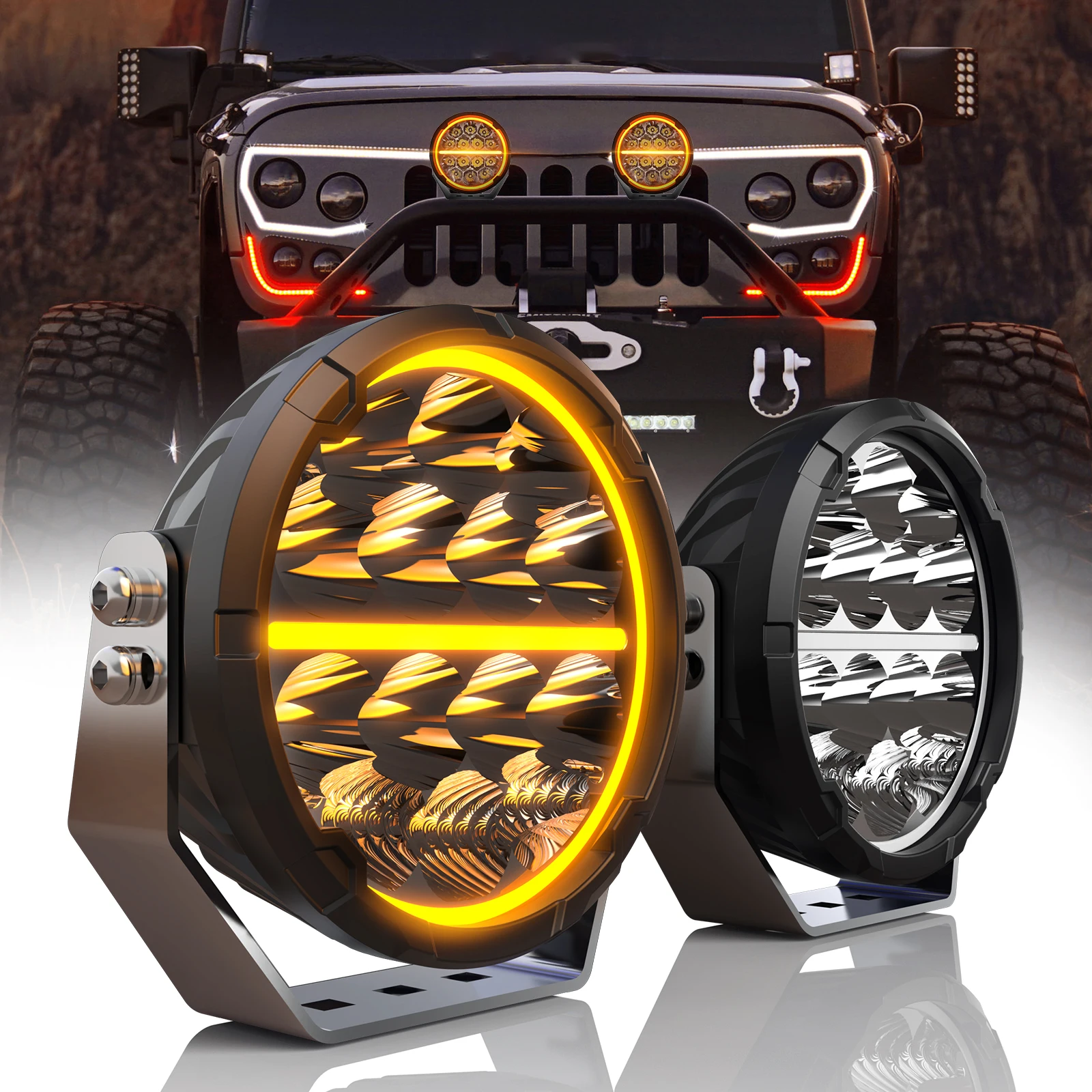 

BraveWAY Супер яркий 6,5-дюймовый круглый светодиодный рабочий фонарь для Jeep Wrangler JK JL YJ для Toyota Offroad PickUp Truck Led Driving Light