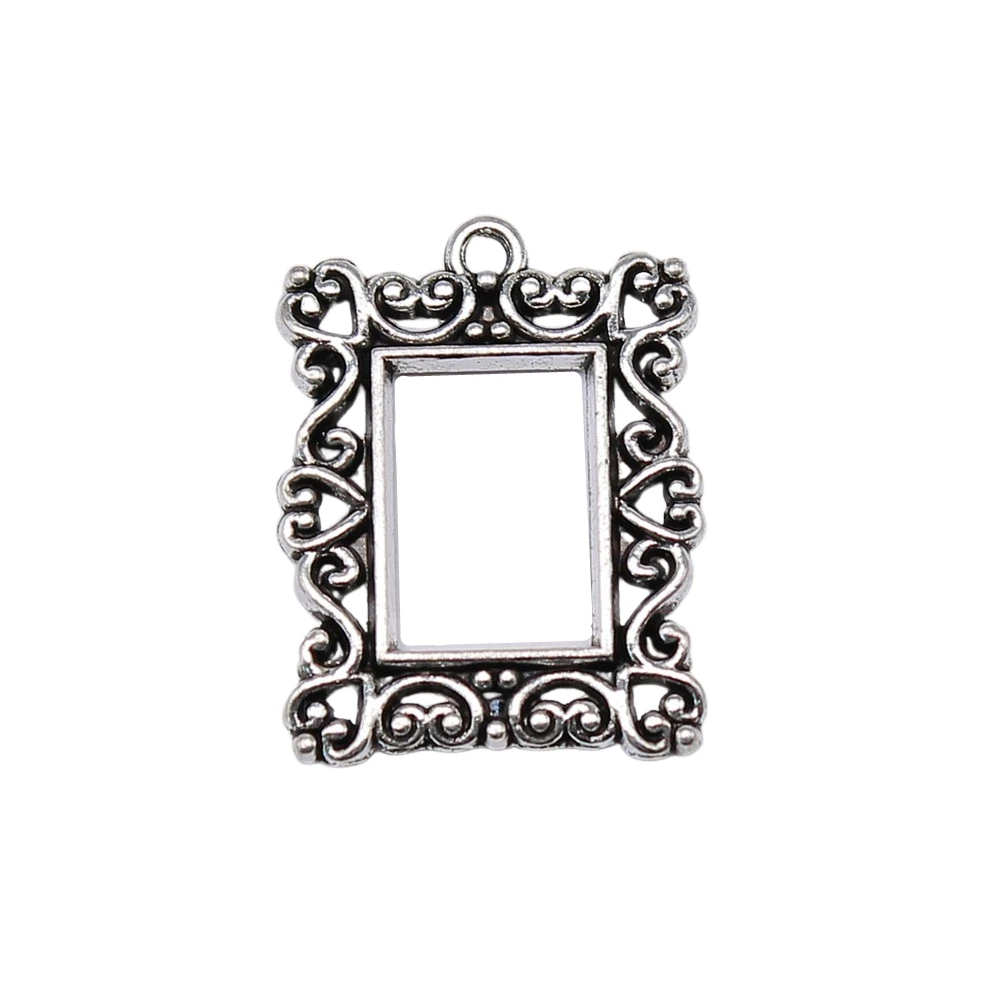 WYSIWYG 4pcs 20x15mm Photo Frame Charms For Jewelry Making Retro Rectangle Photo Frame Charms Charm Photo Frame