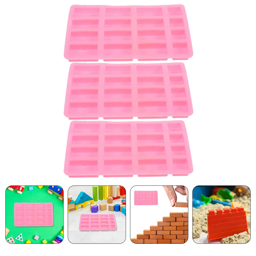 3 Pcs Mold Wall Bricks Tiny Miniature Kits Soap DIY Sand Table Silica Gel Material Molds