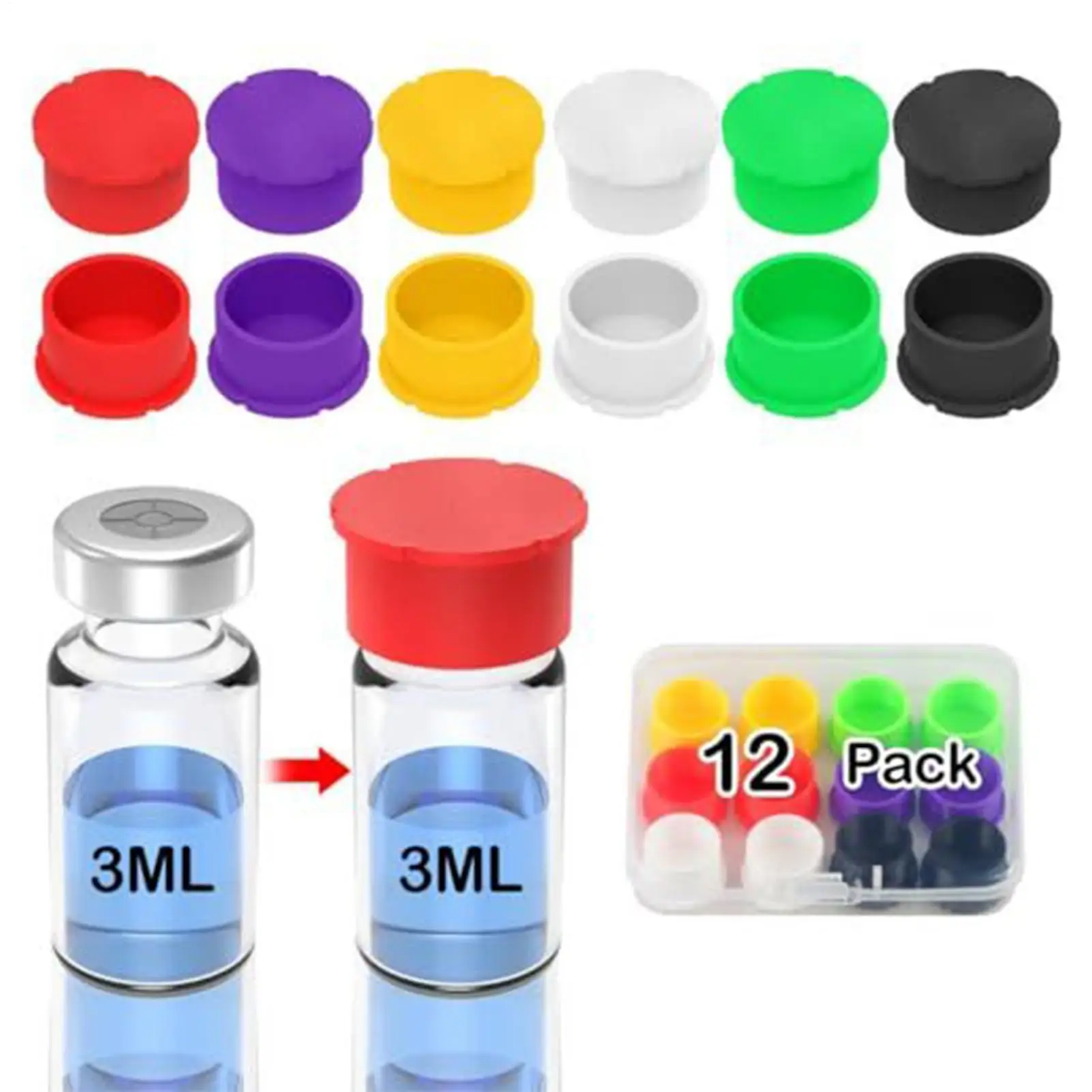Vial Caps 6 Piece Reusable Labware Lids Caps For Glass Vials For Lids Quick Organization Identification Industrial Scientific
