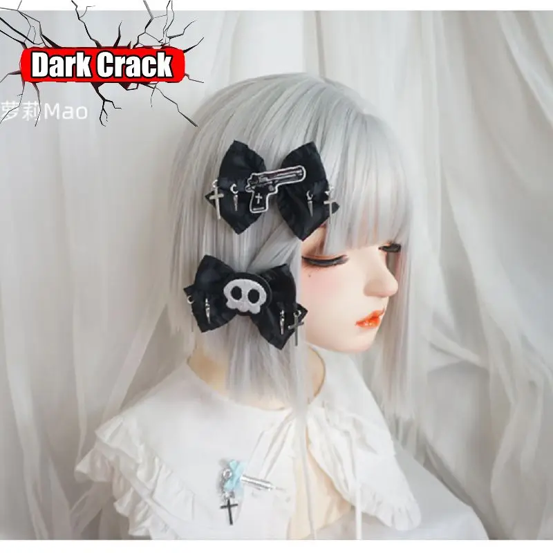 Harajuku Gothic Punk Trendy Landmine Cross Skull Bow Edge Clip Rivets Hair Clip Lolita Spicy Girls Y2k Accessories Women's Pins