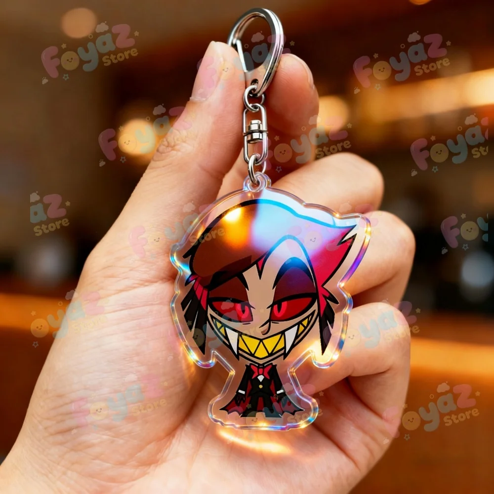 Cartoon Clown Keychain for Accessories Alastor Angel Lucifer Charlie Lute Vox Velvette Valentino Keyring Jewelry Fans Gifts