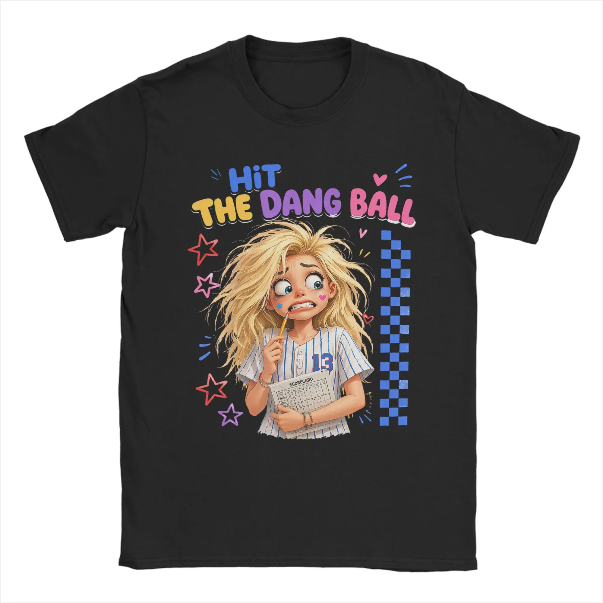 Hit The Dang Ball Funny Baseball Mom T Shirt  Hip Hop T Shirts Short Sleeve Y2K Basic Tshirt Summer 100% Cotton Oversized Tees