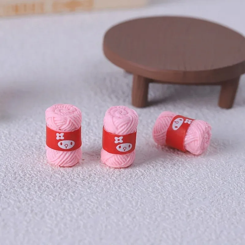 10 قطعة كرة غزل الكرتون محاكاة دمية مصغرة ديكورات منزلية سلسلة مفاتيح ذاتية الصنع سلسلة هواتف محمولة قلادة كرة صوف الراتنج