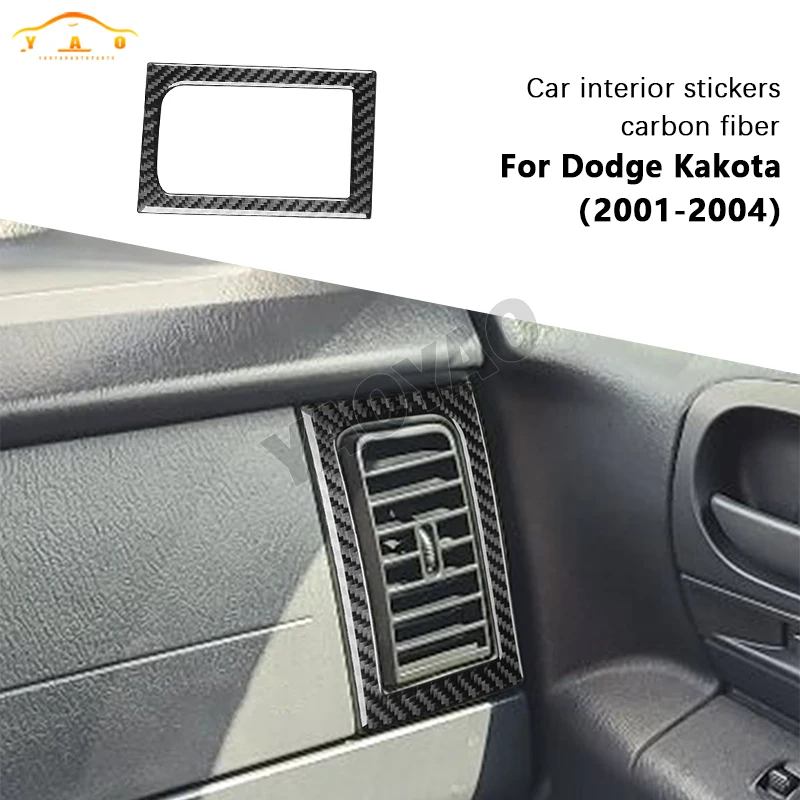 Carbon Fiber Dashboard Copilot Air Outlet Cover Trim Sticker For Dodge Dakota 2001 2002 2003 2004 Car Interior Accessories