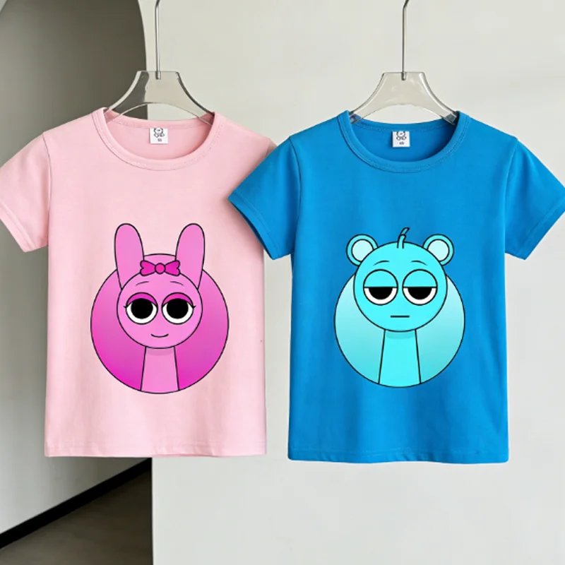 Sprunkis Clothes Cotton Short Sleeve T-Shirts Hot Game Cartoon Anime Figure Tops Summer Breathable Short Sleeve Birthday Gifts