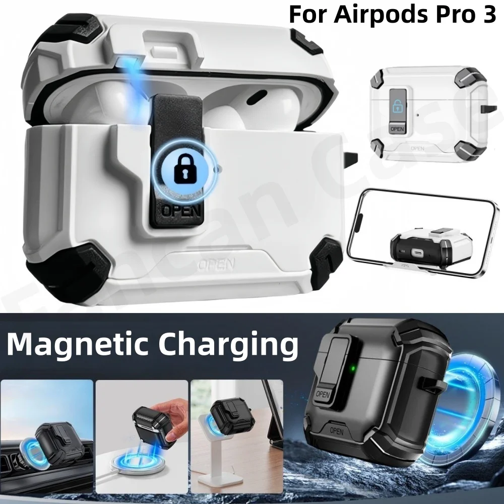 for Apple Airpods Pro 3 Case (2025 New) For Airpods Pro 3 Secure Lock Case Cover with Cleaning Kit & Keychain For Airpods Pro 3