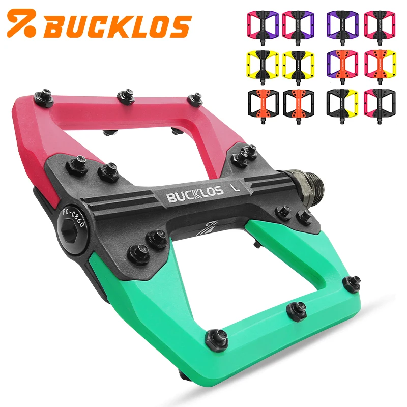 BUCKLOS Nylon MTB Pedale Kontrastfarben Mountainbike Pedal Rutschfeste Rennrad Pedale Erweitern Plattform Flaches Pedal
