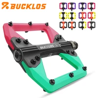 BUCKLOS-pedales de nailon para bicicleta de montaña, pedales antideslizantes para bicicleta de carretera, plataforma ancha, Pedal plano