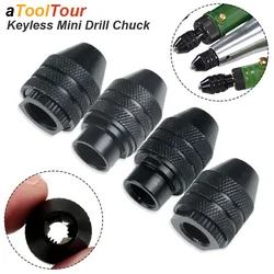 Mini Multi Keyless Drill Chuck Adapter Collet ScrewDriver 0.5-3.2mm Quick Change Cartridge on Screw DriverThree-Jaw for Dremel