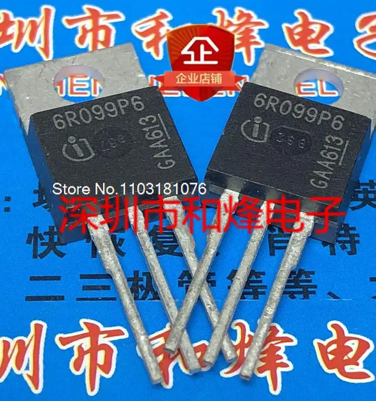 Chip de poder do estoque original, 6R099P6, IPP60R099P6, TO-220, 650V, 109A, novo, 5pcs por lote