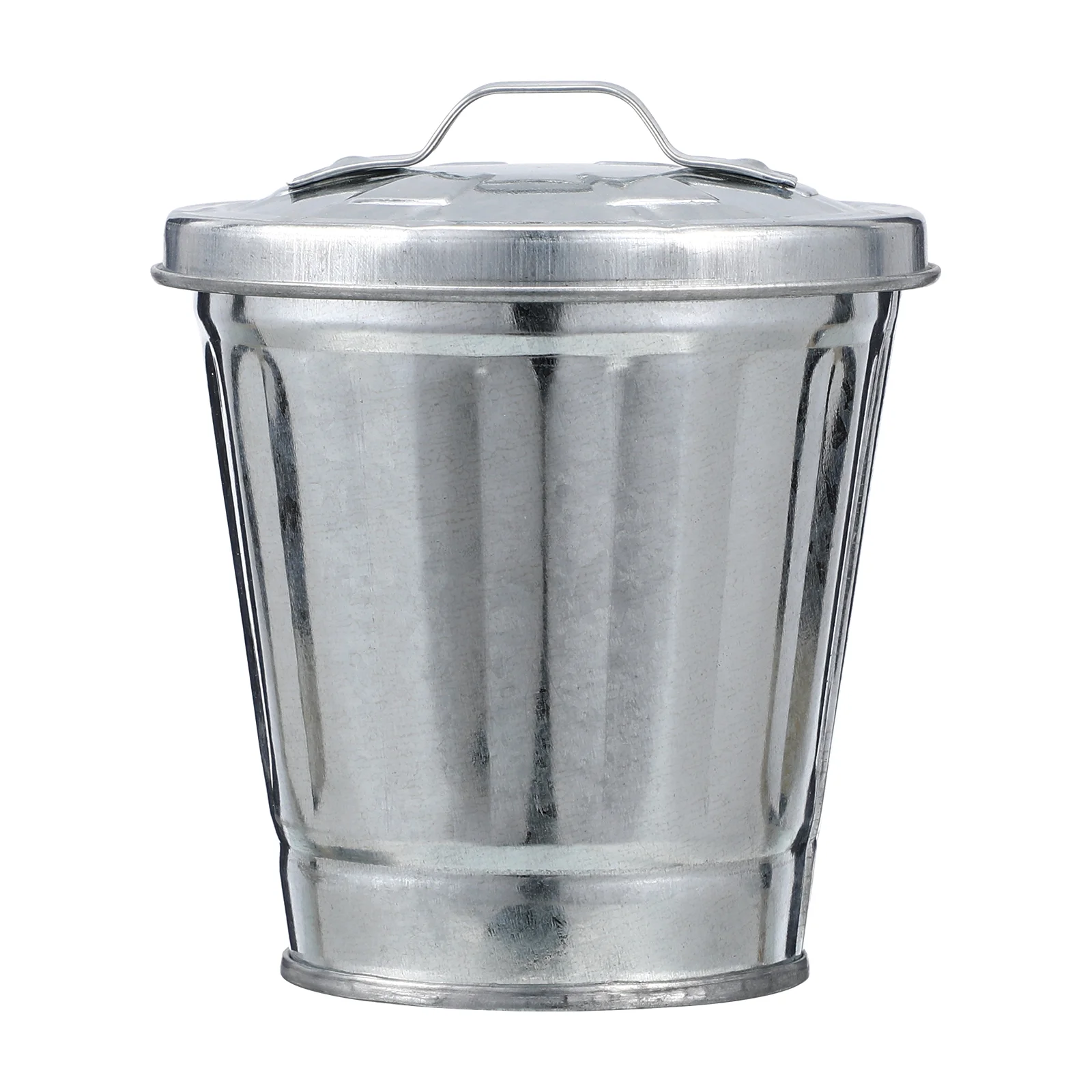 Table Storage Jar Galvanize Waste Nappies Desktop Trash Can with Lid Kitchen Garbage Office