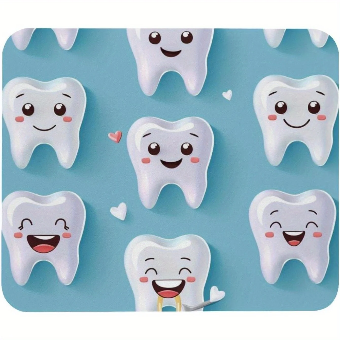 

Cute teeth, blue background mouse pad, washable anti-slip rubber computer game accessory, suitable for home office