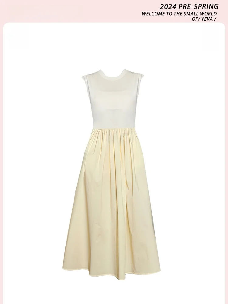 slimming-effectiven-yeva-ballet-dancer-cheese-color-splice-vest-a-line-long-dr-women-summer-2024-commute-sle-polyeste