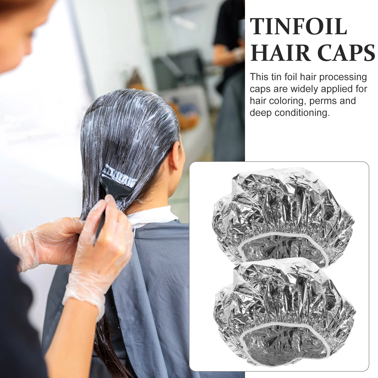 

3 pcs Tin Foil Hair Dye Bonnet Elastic Salon Cap 28cm Conditioning Treatment Deep Heat Unplugged Spa