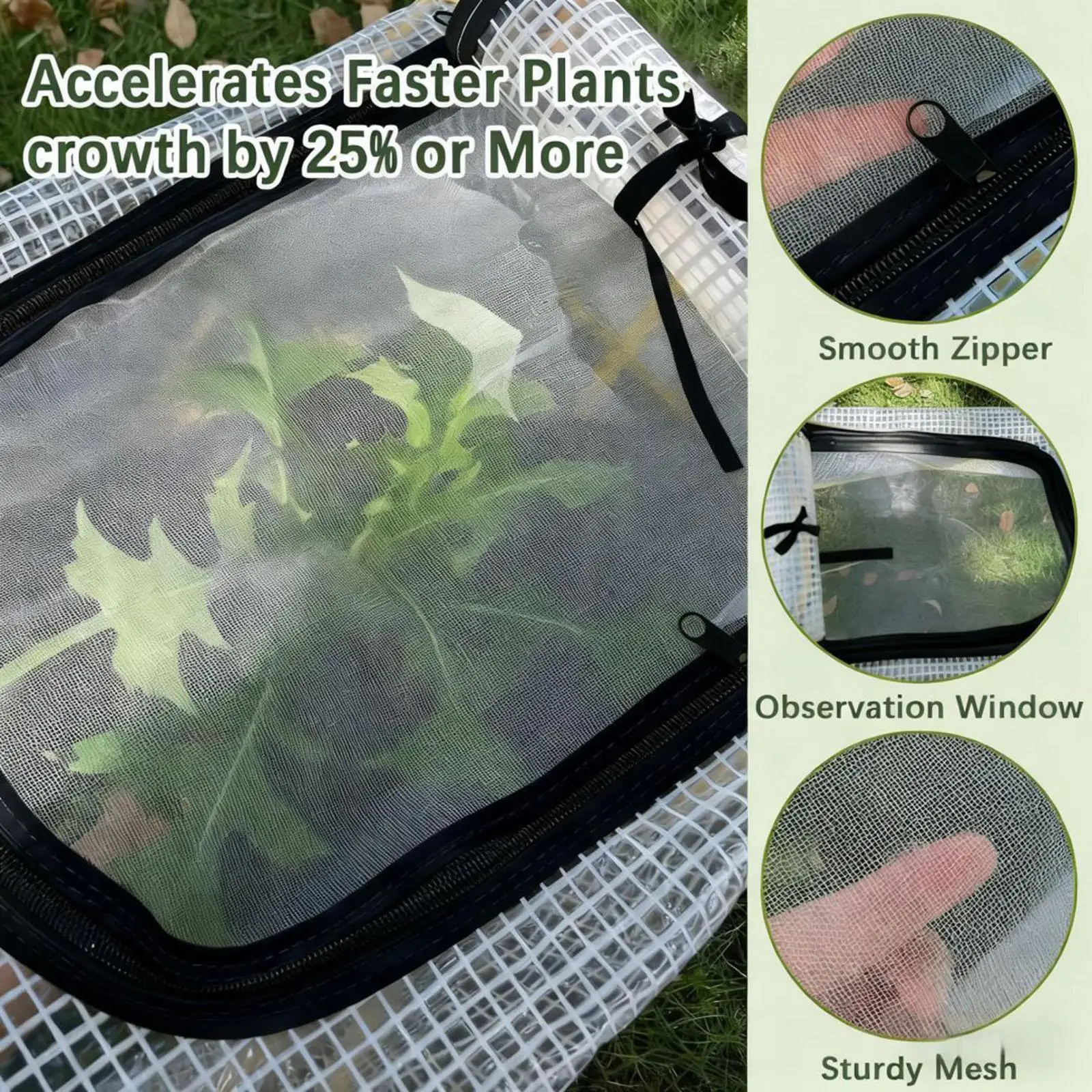 Garden Row Accelerator Plant Cover Portable with 8 Ground Nails Foldable Waterproof Frost Cover Bird Barrier Plant Net Cage