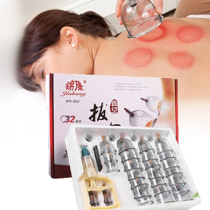 

32Pcs Vacuum Cupping Therapy Set Manual Acupuncture Cup With Tube Jars Body Massage Relaxed Detox Anti Cellulite Therapy Healthy