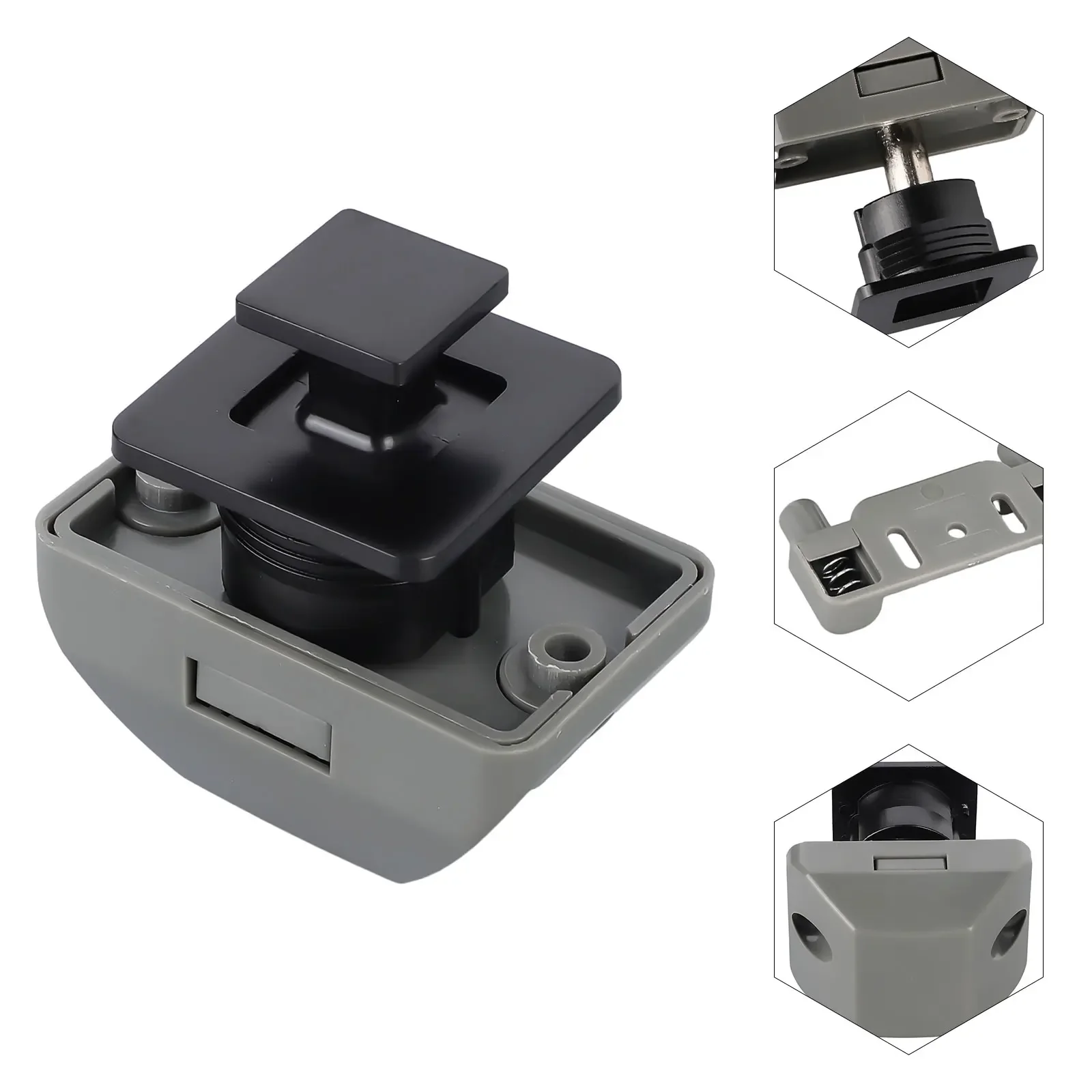 Brand New Button Catch Lock Lockset Motorhome Cabinet Camper Push Button Catch Zinc Alloy Black Caravan Latch Knob
