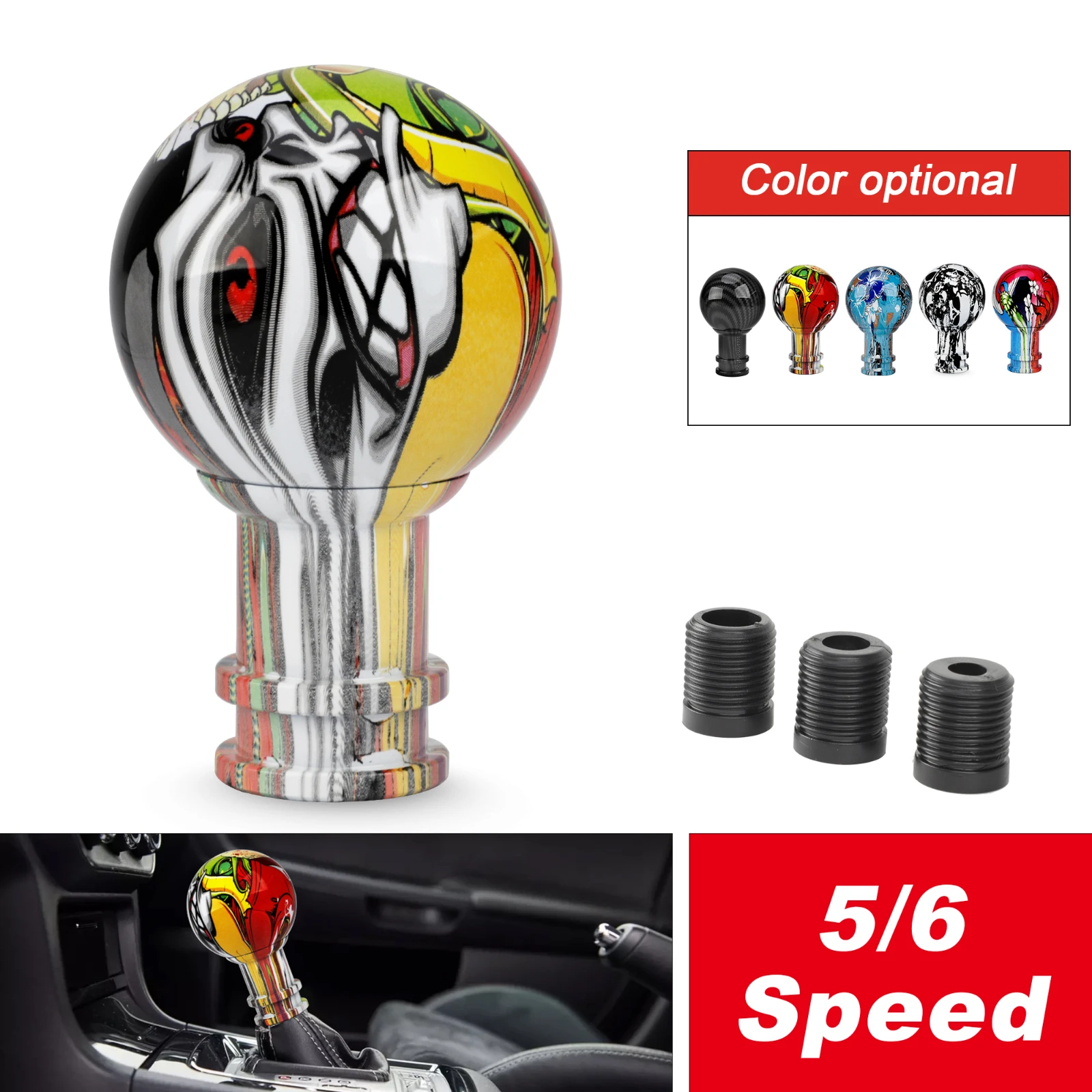 5-6 Speed Car Gear Shift Knob Universal M8 M10 M12 Graffiti Style For Manual Transmission Gear Level Knob Shift Lever