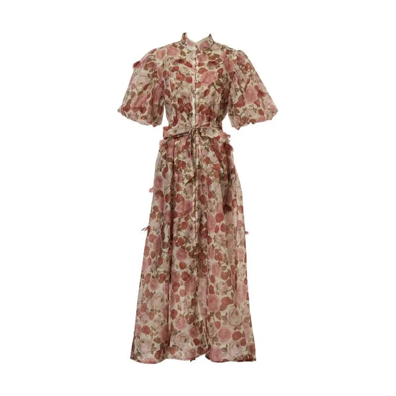 Court Sle imprimé fleuri bulle Sve Dr 5 couleurs taille haute tissu velours ow Design t-shirt fleur dimensionnelle Dr