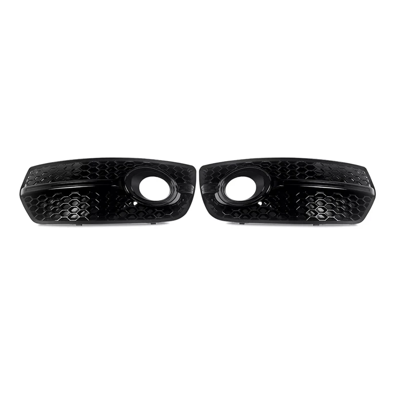 

1Pair Bright Black Honeycomb Fog Light Cover Grille For Q5 8R 2009-2012 SQ5 Style 8R0807681A 8R0807682A