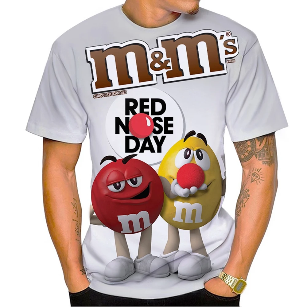 M&m's Chocolate Beans 3D Printed T-shirts Fashion Casual Round Neck Pullover Men and Women Cute and Funny Short-sleeved T-shirt