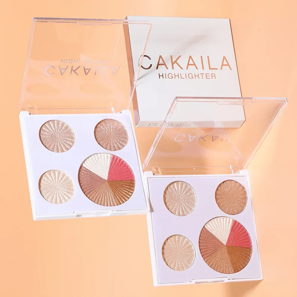 CAKAILA 8 Colors Highlighter Baked Powder Palette Shimmer Glitter Highlighters Pallet High Pigment Face Illuminator Makeup Gifts