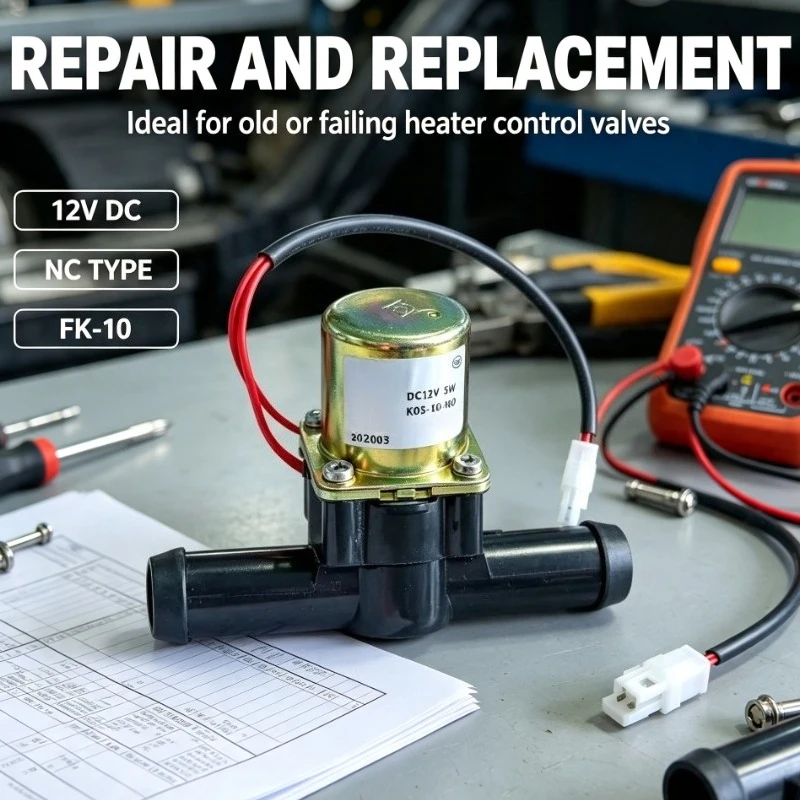 12/24V Normally Open/Normally Closed Automotive Air Conditioner Heater Water Valve, Hot and Cold Switch, Solenoid Valve
