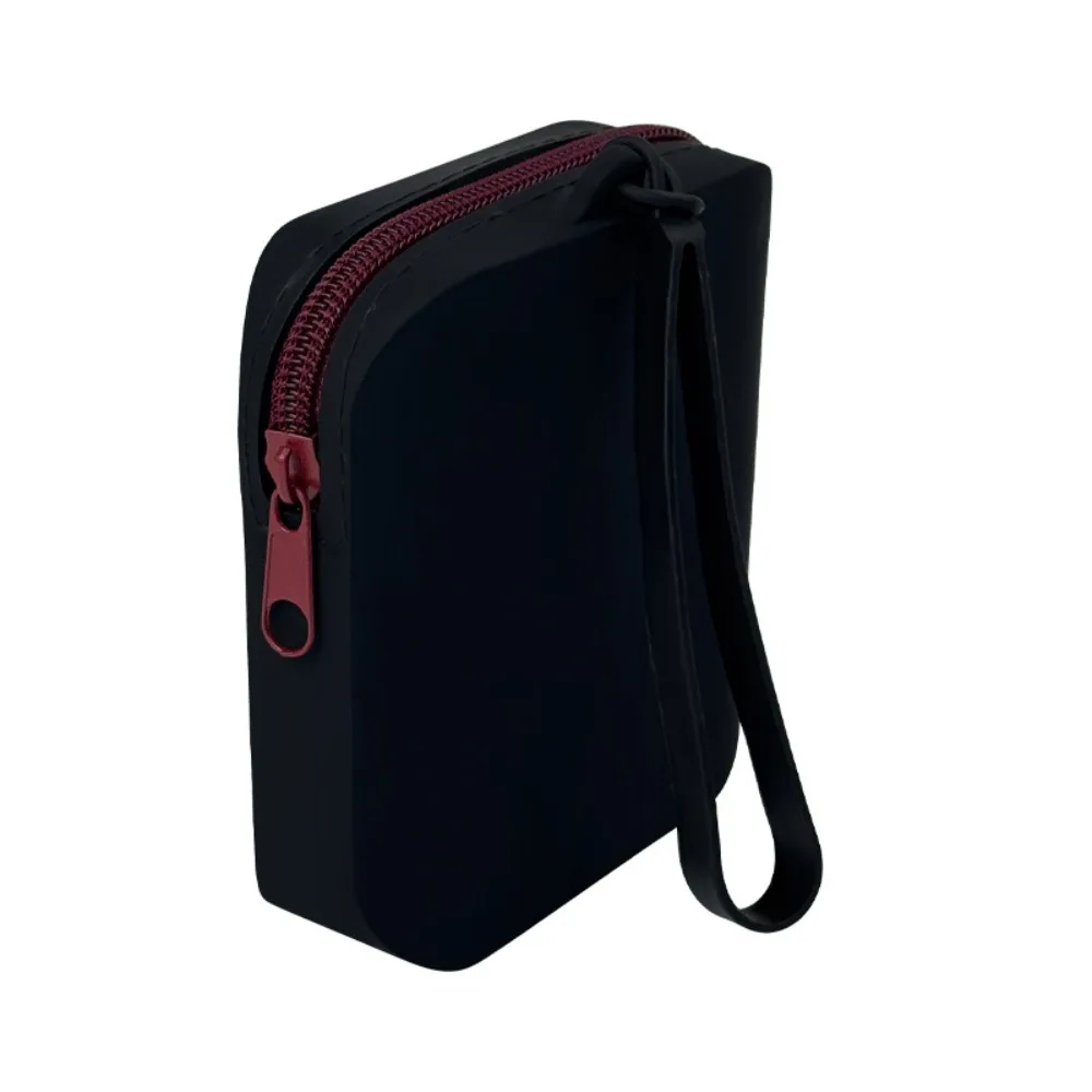 Solid Color Silicone Cosmetic Bag Contrast Color Coin Purse Multifunction Storage Bag Makeup Brush Holder Rectangle