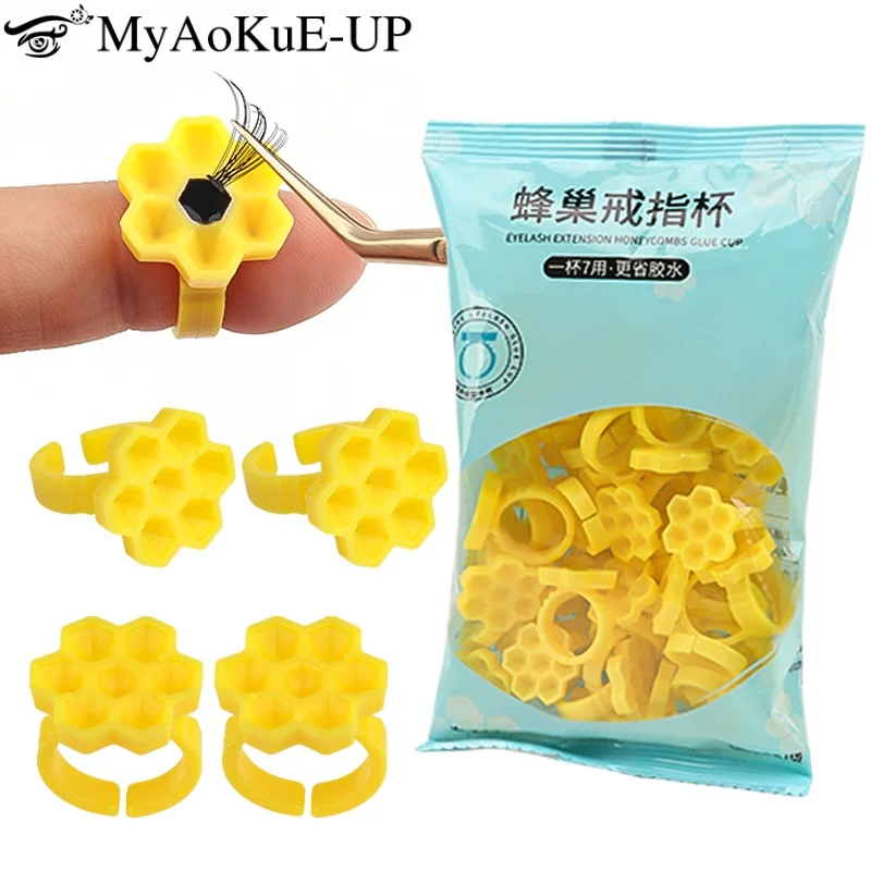 50 Pcs Eyelash Extension Glue Cup All-in-one Glue Drip Cups Eyelashes Extension Ring Cup Lash Lifting Supplies Makeup Tool