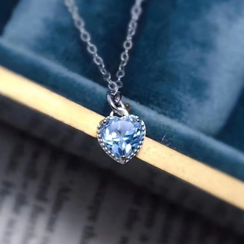Genuine 925 Silver Topaz Silver Pendant 6mm 1ct VVS Natural  Heart cutTopaz Necklace Pendant with Free Jewelry with Certificate