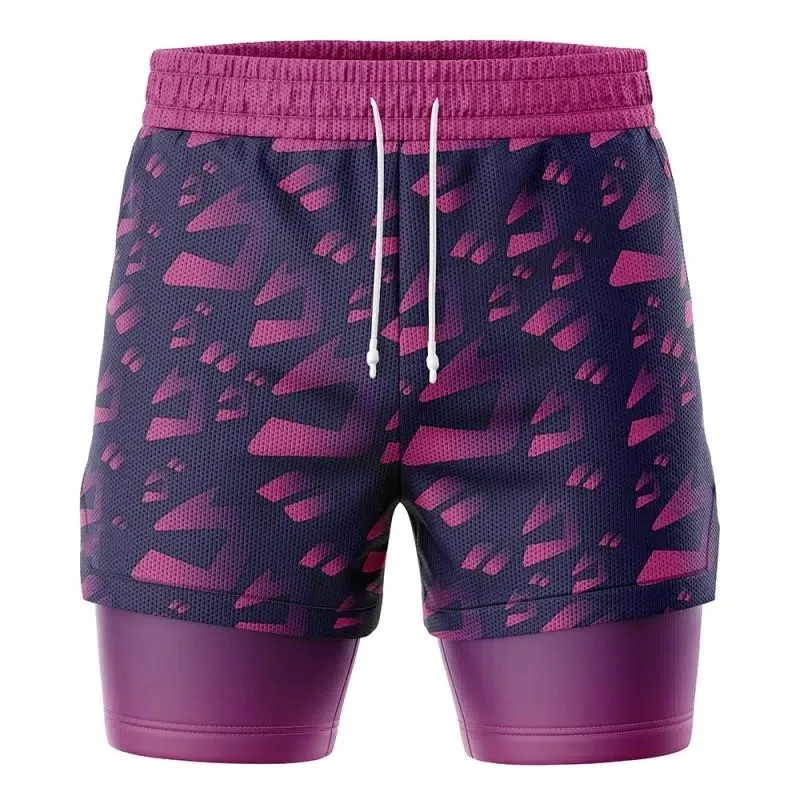 Summer Creative Fashion Brand Camouflage Double-layer Sports Fitness Vacation Men's Shorts