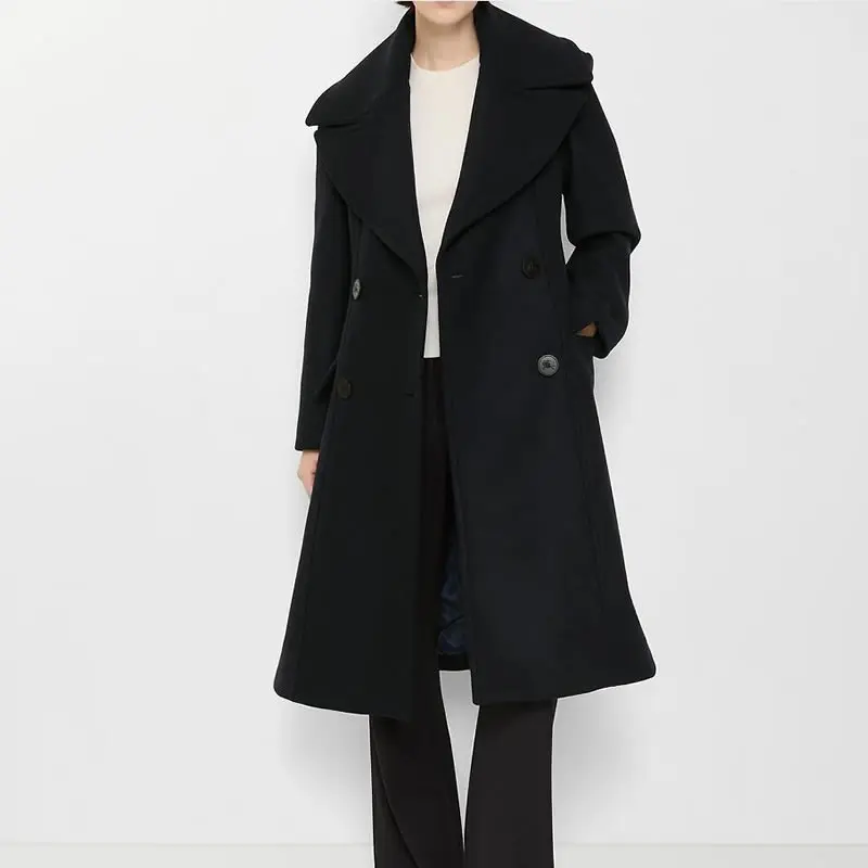 

Winter Women Turn-Down Collar Long Sleeve Wool Coat Lady's Coat