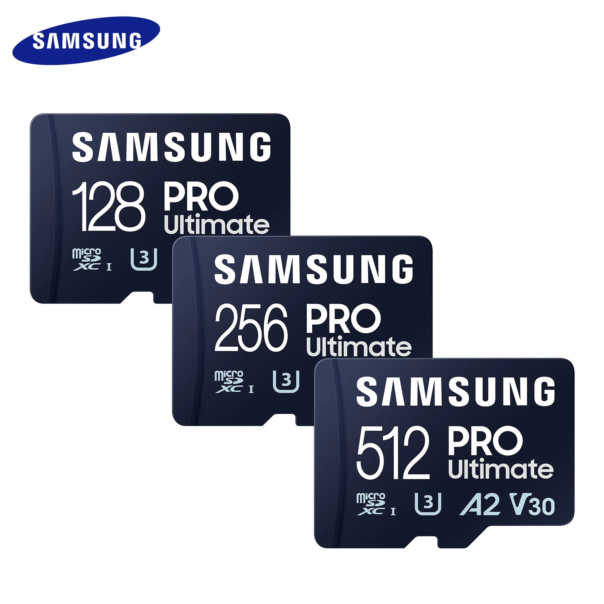 SAMSUNG MicroSDXC Card 128GB 256GB 512GB PRO Ultimate Flash Memory Card U3 A2 V30 200MB/s TF Card with USB 3.0 Reader Micro SD